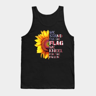 Sunflower T shirt For Veteran American Flag For 4th July Tank Top